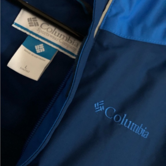 COLUMBIA big boys serious winter coat size 14 16 Omni tech Grow blue hooded - Picture 2 of 6